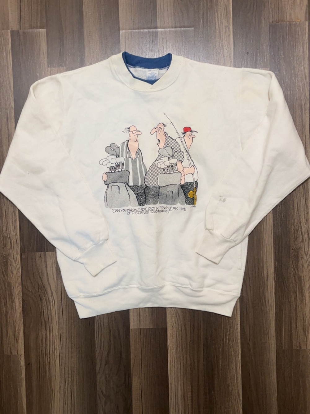 Vintage 80s Golf Themed Comic Made In USA Tag Mens Large White Crewneck